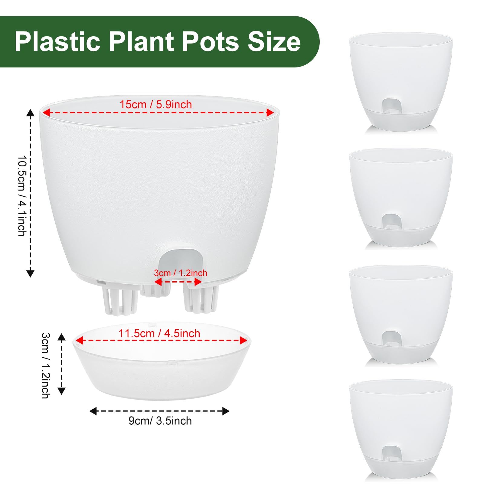 Snapklik.com : IWNTWY Plant Pots 6 Inch Set Of 5, Clear Self Watering ...