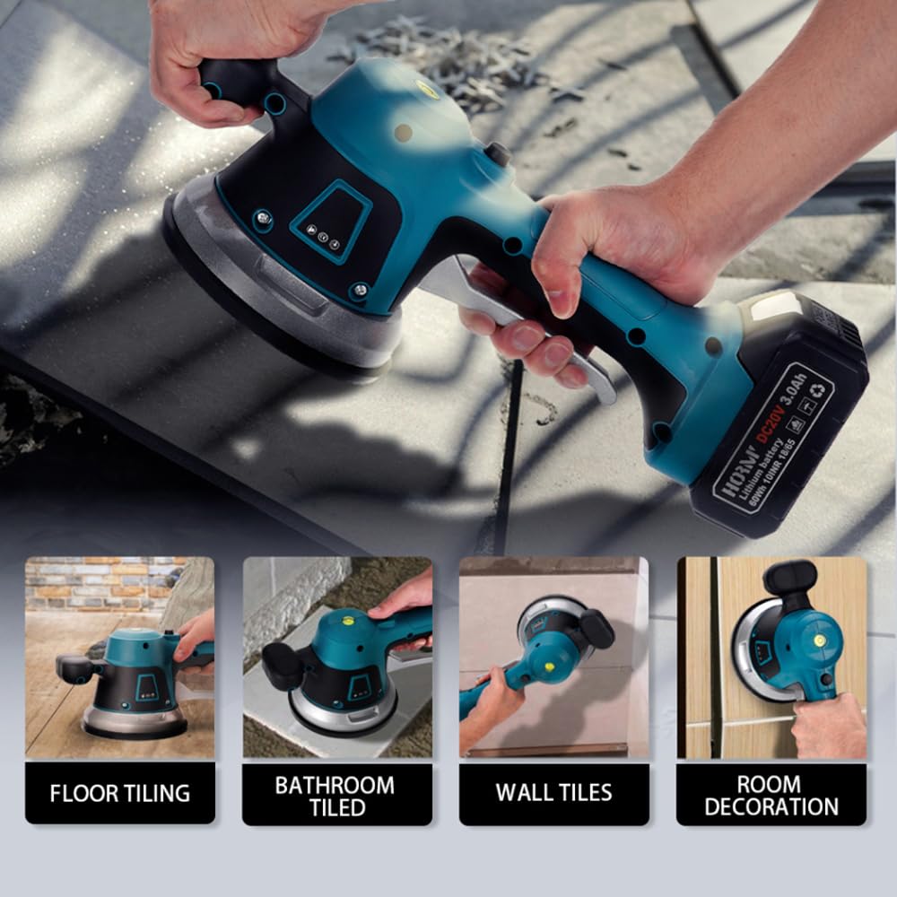 Tegelmachine, 18 V, 6 snelheden, draadloze tegelmachine, vibrerend gereedschap voor wandtegels en tegellegging, hulpgereedschap voor woondecoratie (batterijen niet inbegrepen