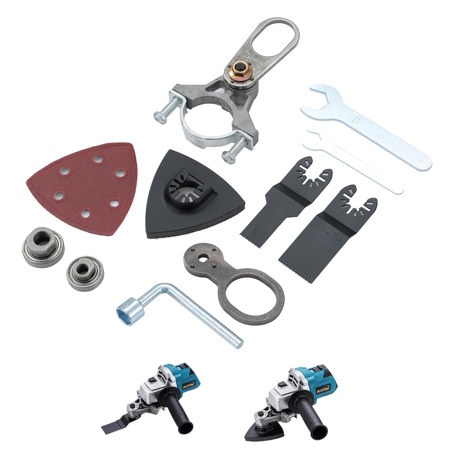 TOPWAY Oscillating Multi Tool Adapter Electric Angle Grinder Attachment, Oscillating Tool Saw Blade Triangular Sandpaper Adapter Kit for Wood Wall Sanding Grinding Polishing