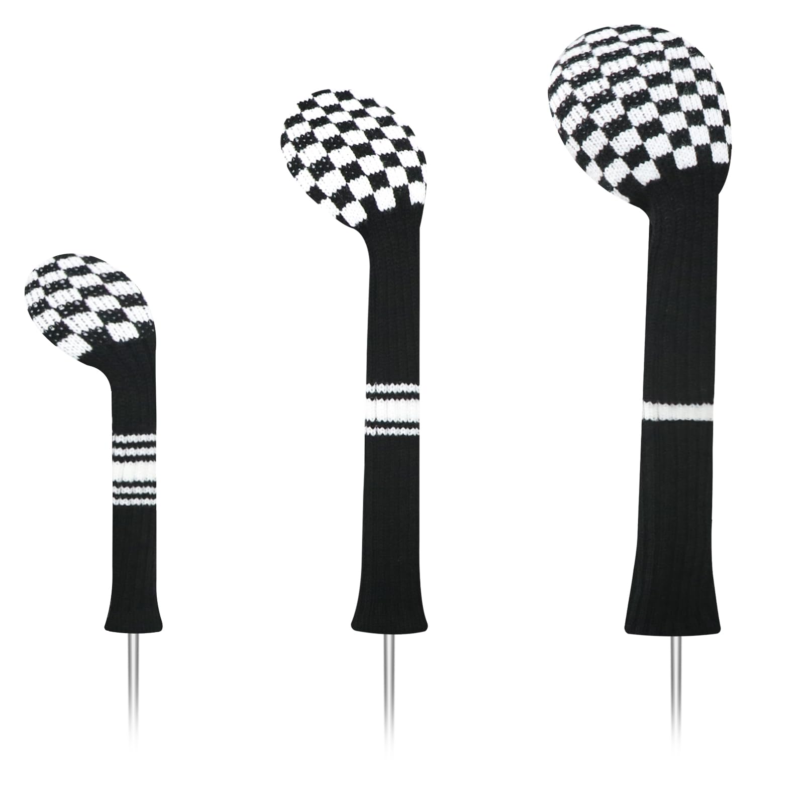 LeFeng 3Pcs Golf Club Covers, Knitted Golf Club Covers for 460cc Driver Fairway Woods and Hybrid