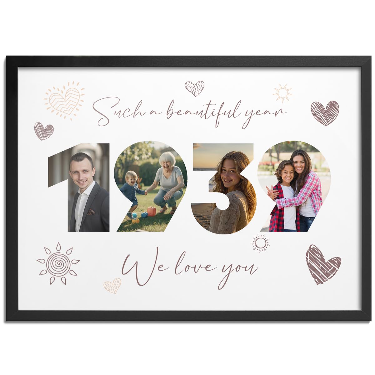 Pictalia - Personalized Frame 86th Birthday, Gift Grandpa, Grandma, Year 1939, Grandfather, Grandmother, Photo Frame Mom, Dad, Woman, Man, Family, Friends, Gift for Wedding Anniversary, Meeting