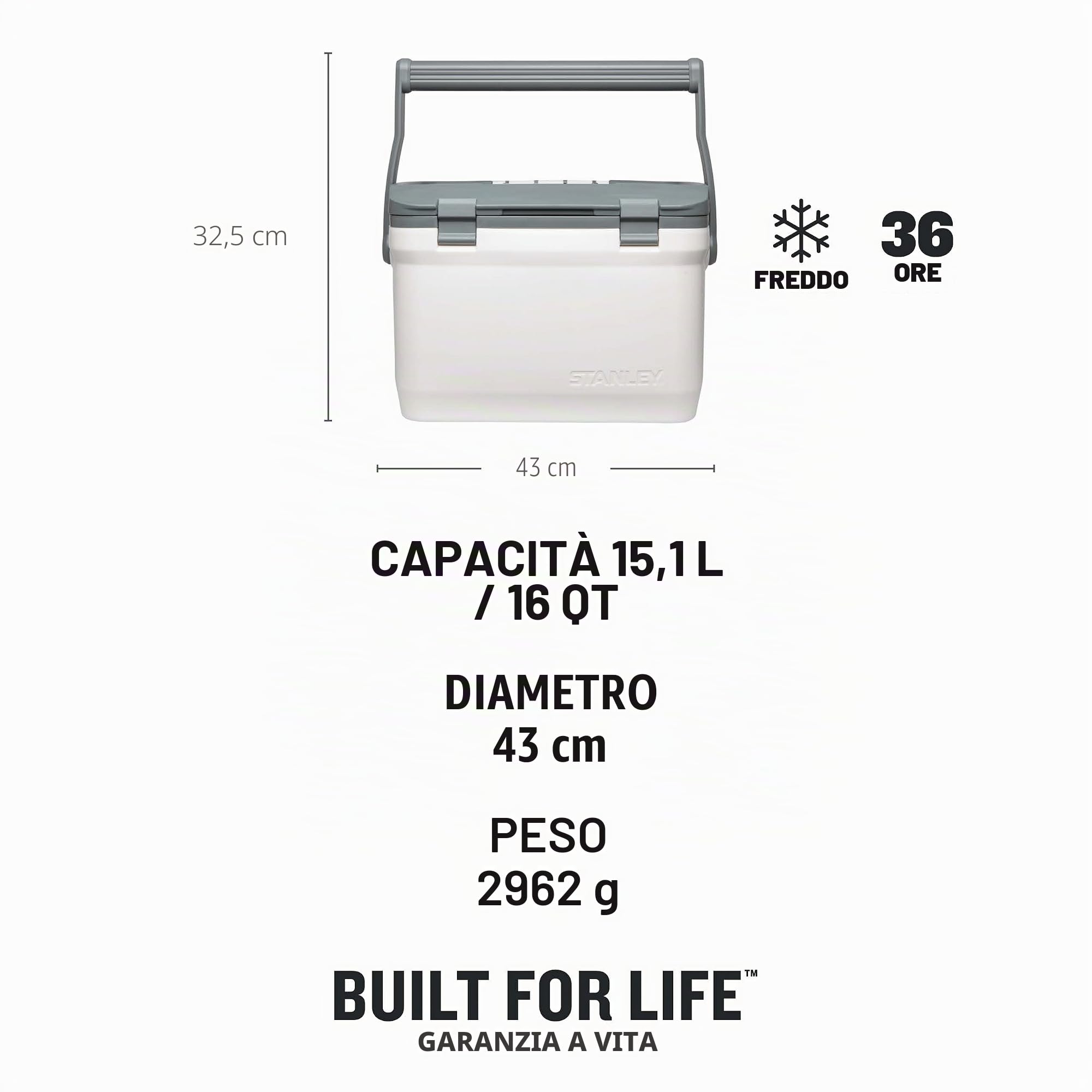Stanley 1913 Adventure Outdoor Cooler - Isolamento con Schiuma a Doppia Parete - Senza BPA - Frigo Portatile - Frigo da campeggio robusto - Frigo da viaggio robusto
