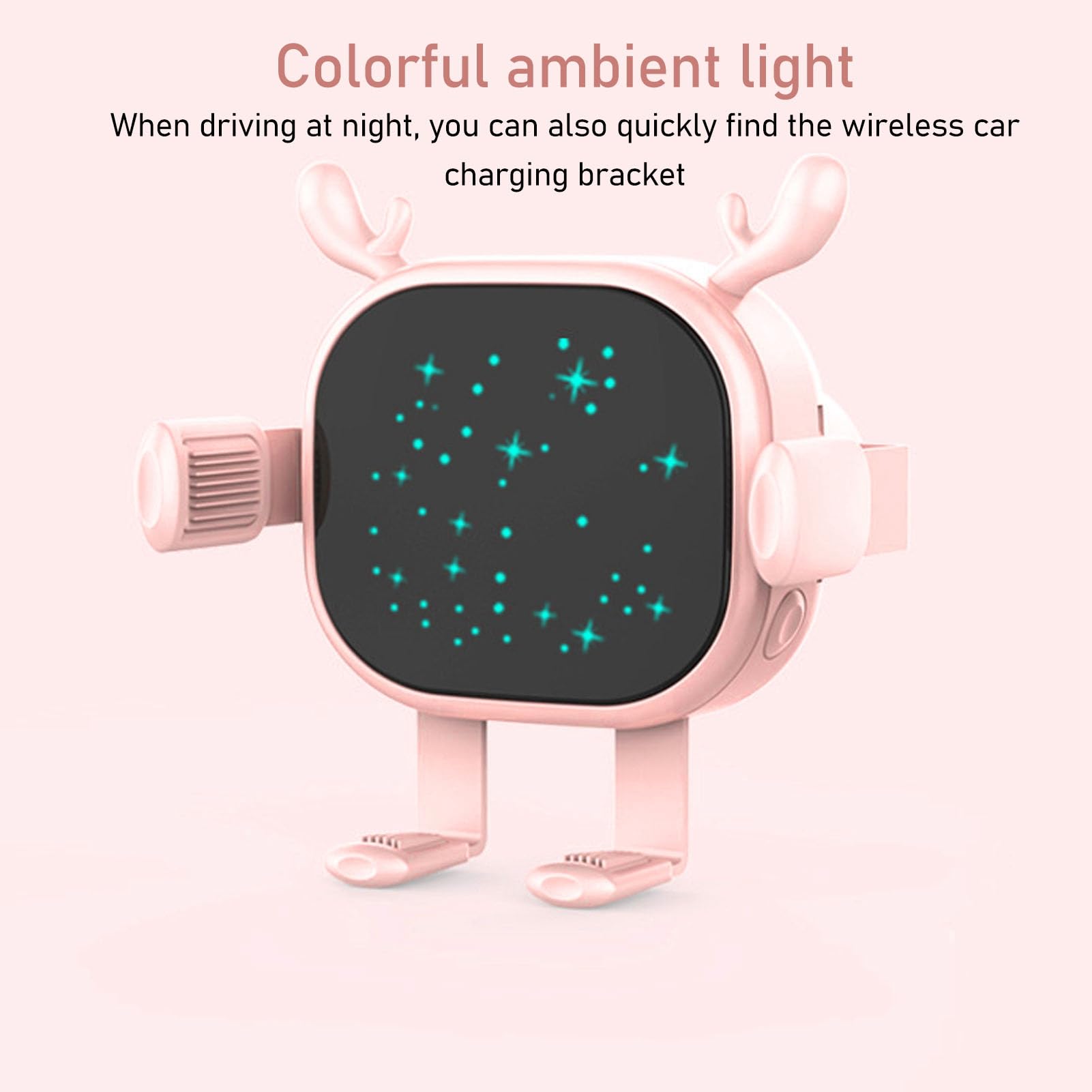 Caricabatteria da Auto Wireless Veloce da 15 W, Bloccaggio Automatico, Supporto per Telefono da Auto con Luce D'atmosfera Colorata con Supporto Stabile per IOS per X XS