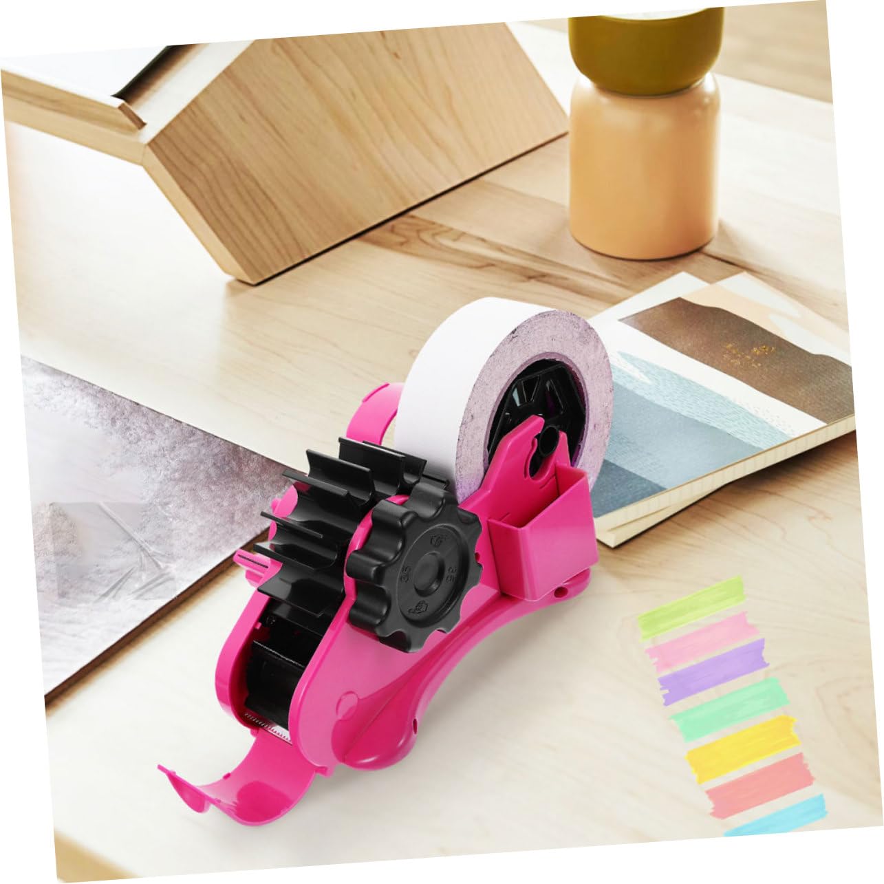 Happyyami Dispensador Cinta Multi Rollo Semi-automático Cortador Adhesiva Multirollo Acero Inoxidable Compacto Portátil Para Oficina y Hogar