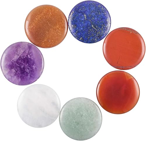 mookaitedecor Juego de 7 piedras de chakras pulidas para la preocupación de la palma de la mano, juego de cristales para curación meditación, reiki,