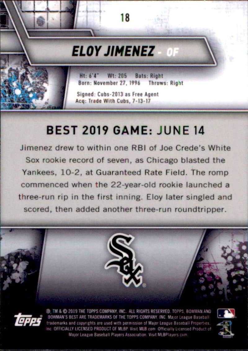 2019 Bowman's Best #18 Eloy Jimenez Chicago White Sox Rookie Baseball Card
