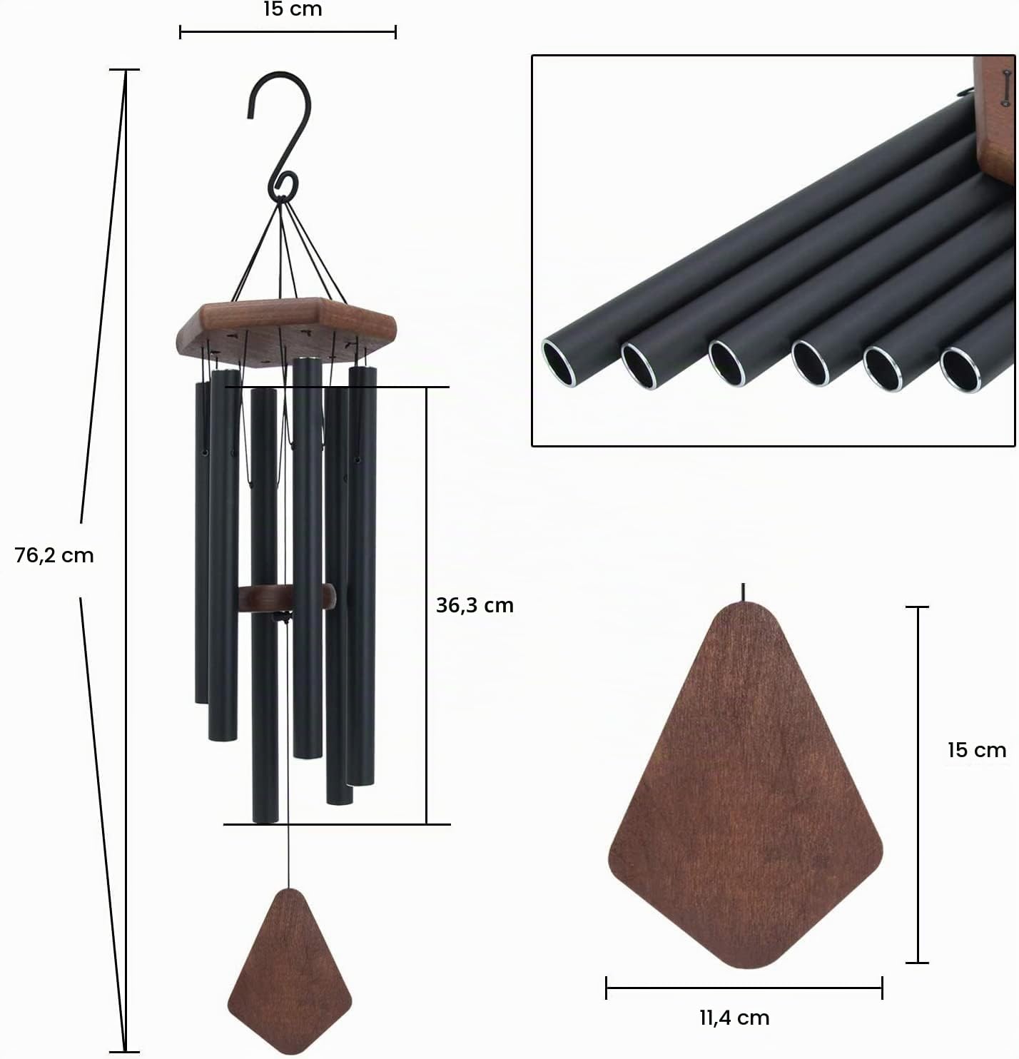Astarin Campanelli a vento commemorativi per esterni con tono profondo, campanello a vento per esterni, simpatia, personalizzato con 6 tubi sintonizzati, elegante campanello per giardino, patio,