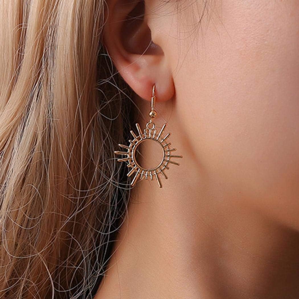 Yienate Boho Earrings with Alloy Sun Pendant Fashion Jewellery for Women and Girls (Gold), one sizs