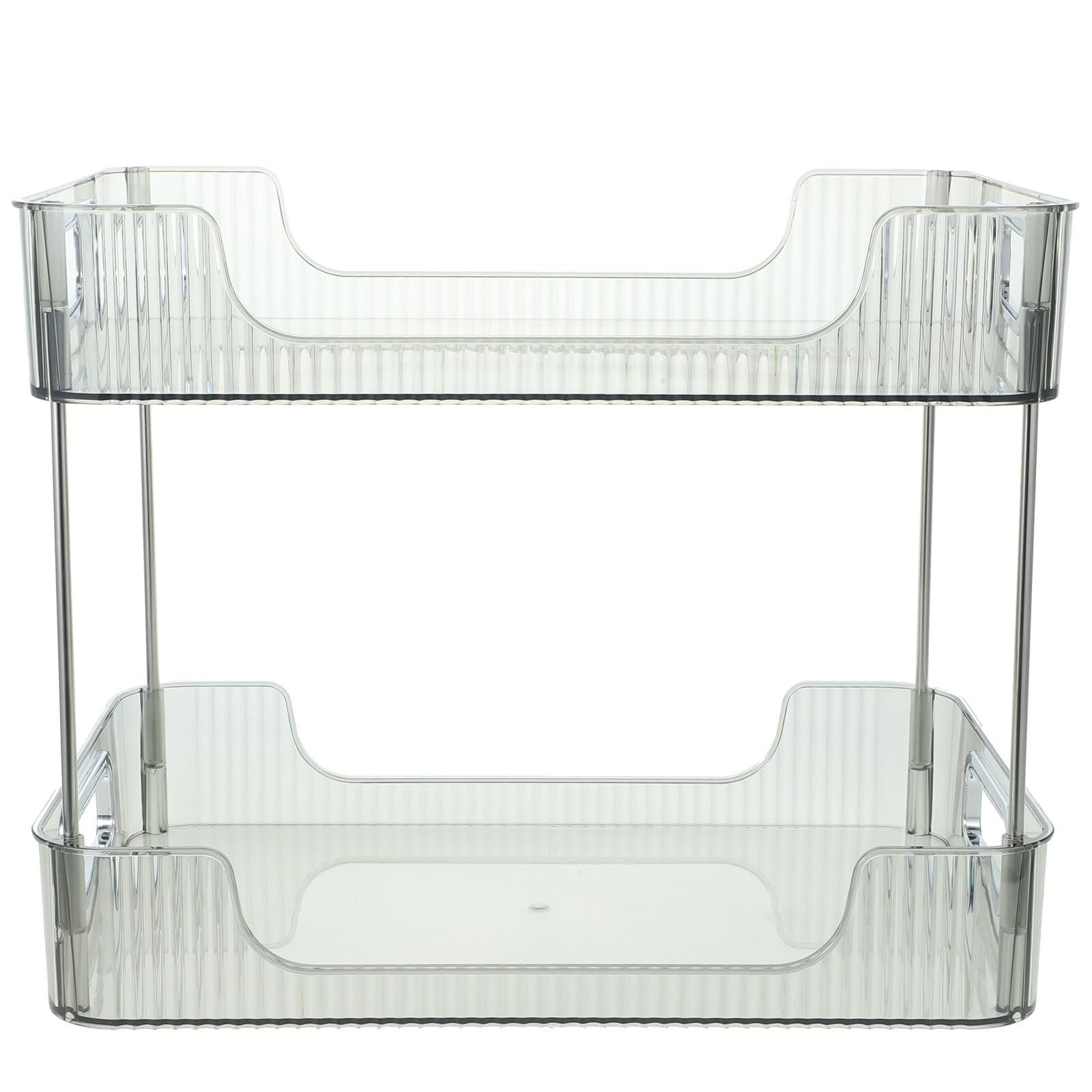 Alipis 2-Tier Bathroom Countertop Organizer, Clear Dresser Perfume Tray Decorative Cosmetic Skincare Organizer Shelf Vanity Holder Spice Rack Sundries Storage Organizer for Kitchen, Bedroom, Grey