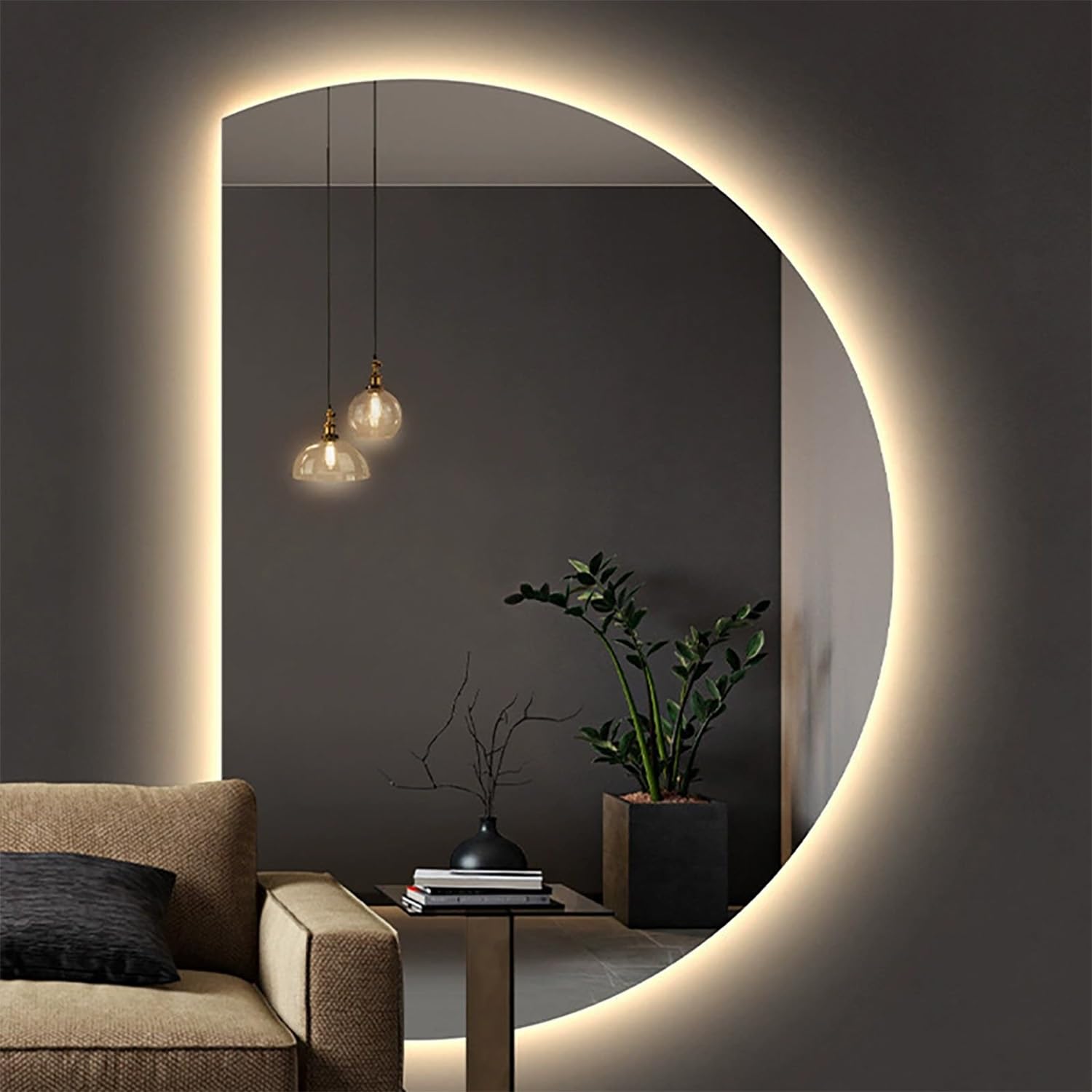 FGXHHS LED Illuminated Wall Mirror with Dimmable Backlight and Anti-Fog Feature for Bathroom, Bedroom, Entryway Decor