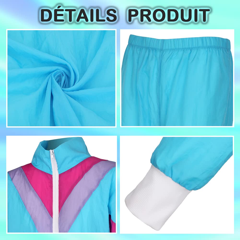 80er Jahre Kostüm Herren Trainingsanzug Jacke Hose Anzug 80er Accessoire 90er 80er Jahre Outfit 80er Jahre Kleidung Herren Damen New Kids Kostüm 80iger Schlagerparty Bad Taste Outfit Paare Karneval(M)