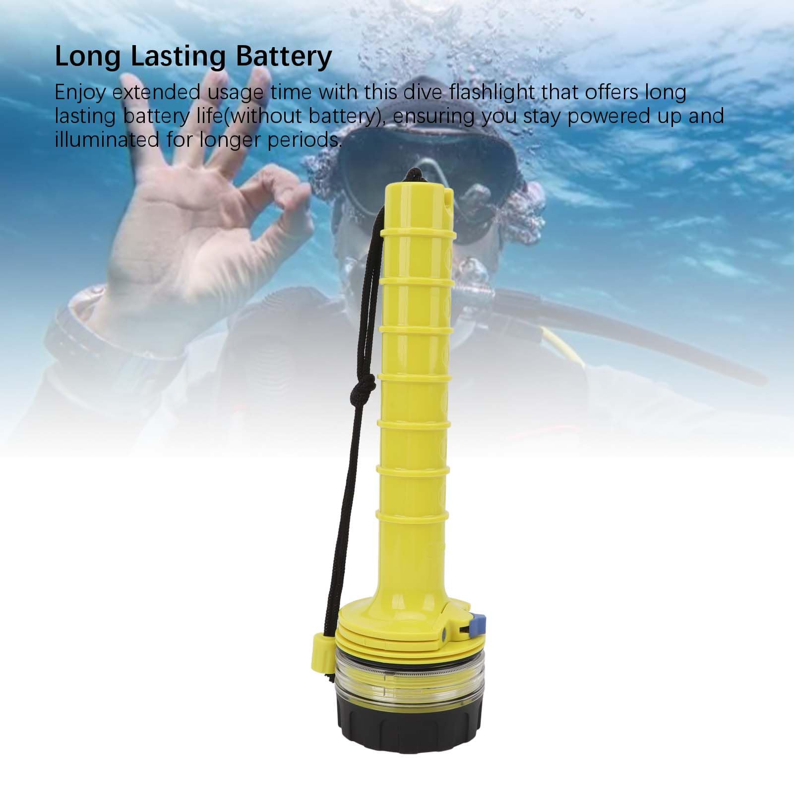 Torcia subacquea Antiscivolo Impermeabile LED Torcia sommergibile Potente luce brillante per immersioni subacquee Campeggio Avventure notturne Giallo