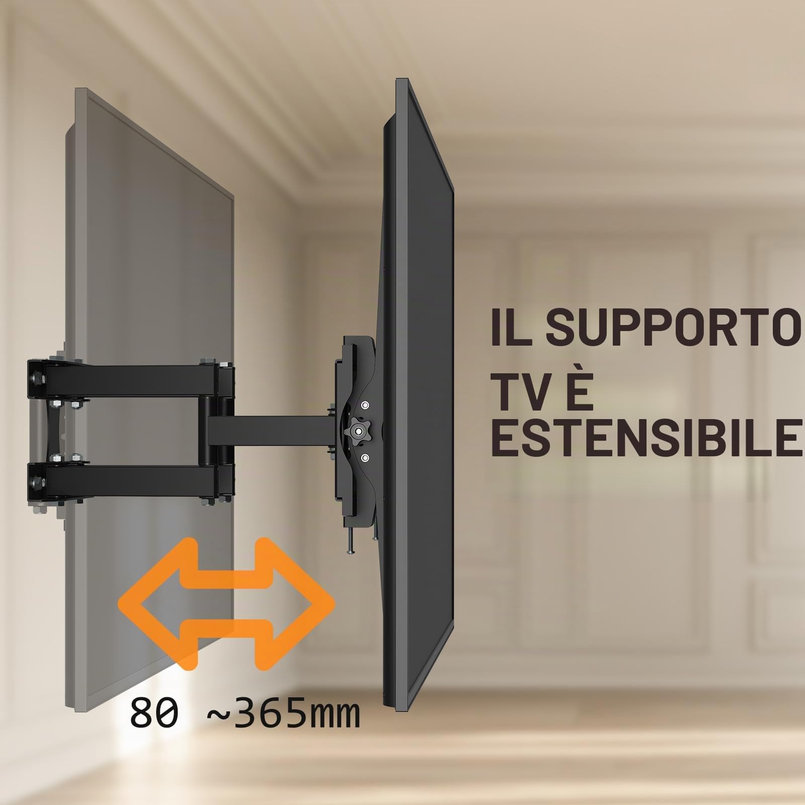 Muchen Supporto TV A Parete Inclinabile Supporto TV Inclinabile Per Monitor TV Piatto E Curvo Da 26-55 Pollici Fino A 30 kg Max.VESA 400x400mm