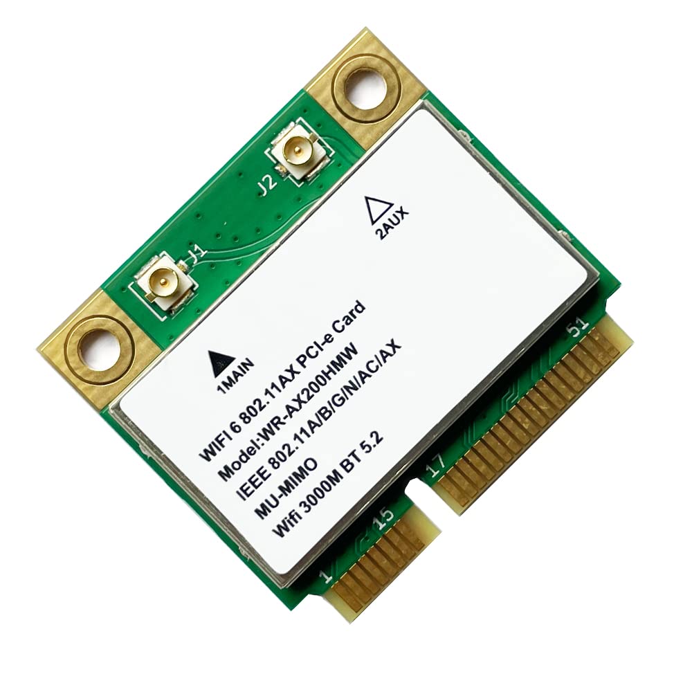 AX200HMW Carte Wi-FI AX200, Module de Carte réseau sans Fil Wi-FI 6 Mini PCIE 802.11ax 160 MHz BT 5.2 Adaptateur de Carte réseau Bluetooth Compatible pour Win10