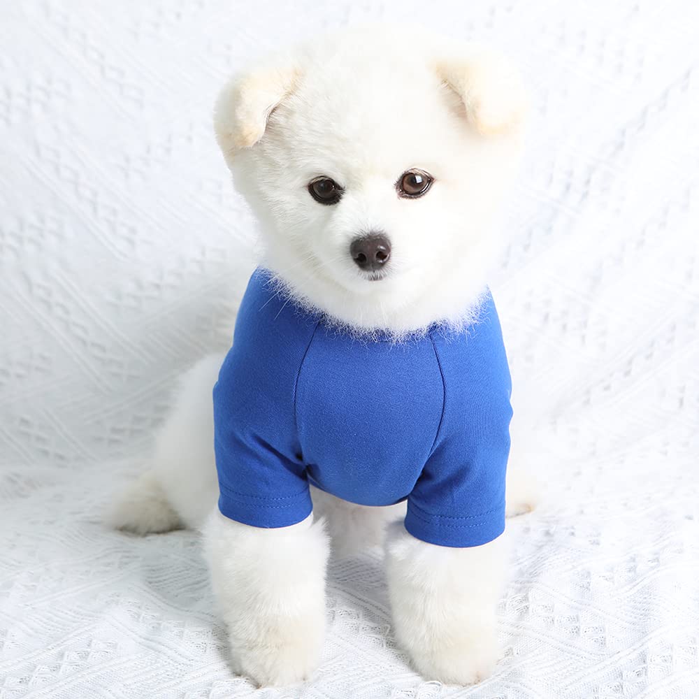 Ropa para mascotas para perros y gatos cachorros lisas, camisetas de raglán, duraderas y elásticas, ropa para perros (medianas, azul)