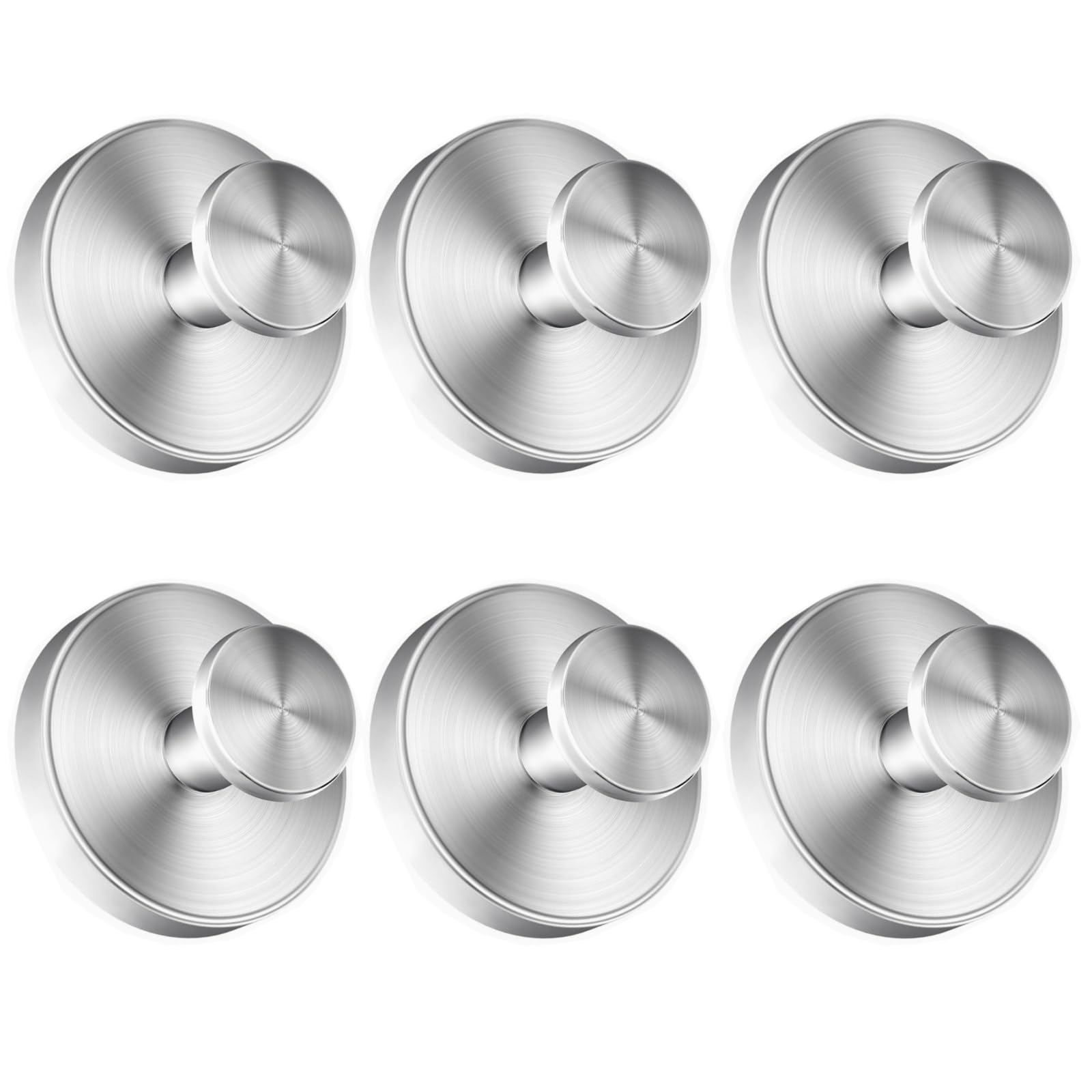 Gooandi Pack of 6 Suction Cup Hooks, Towel Holder with Suction Cup, Silver Suction Cup Hooks, No Drilling for Bathroom and Kitchen, Towel Hooks with Suction Cup, Stainless Steel, Reusable Suction Cups