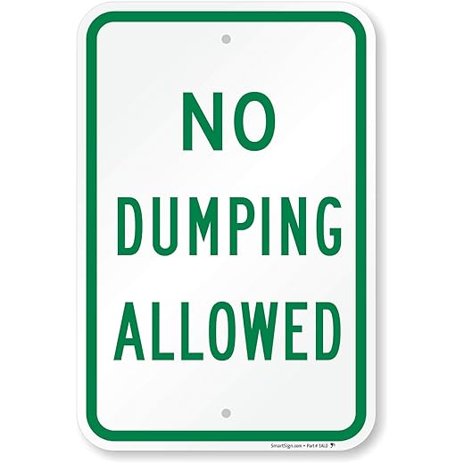 SmartSign-K-2289-AL No Dumping Allowed Sign by | 18" x 12" Aluminum