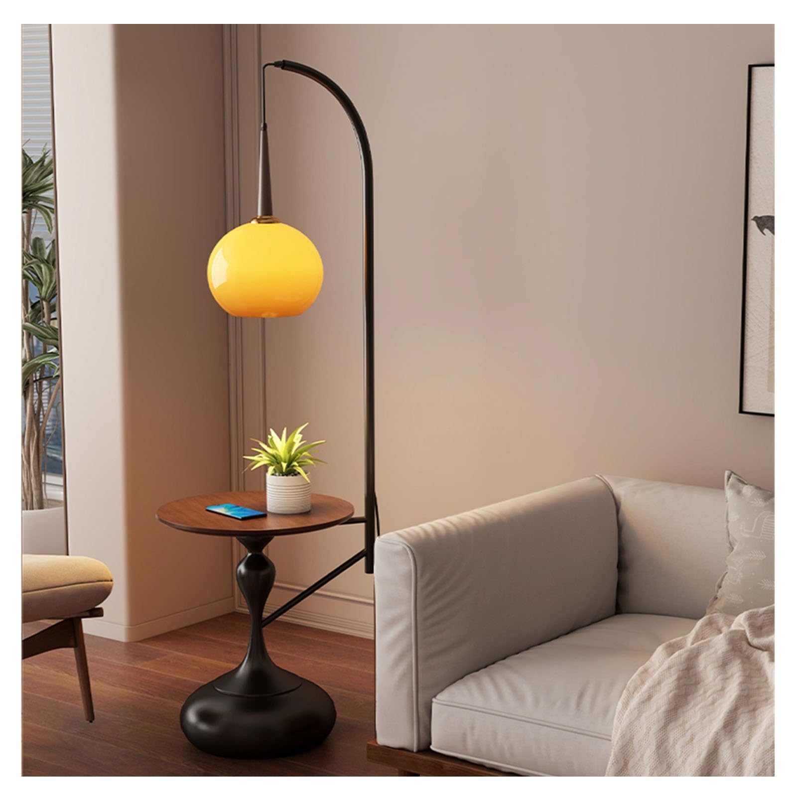 Lámparas Combo de mesa y lámpara con bombilla LED, escritorio puerto USB(Negro)