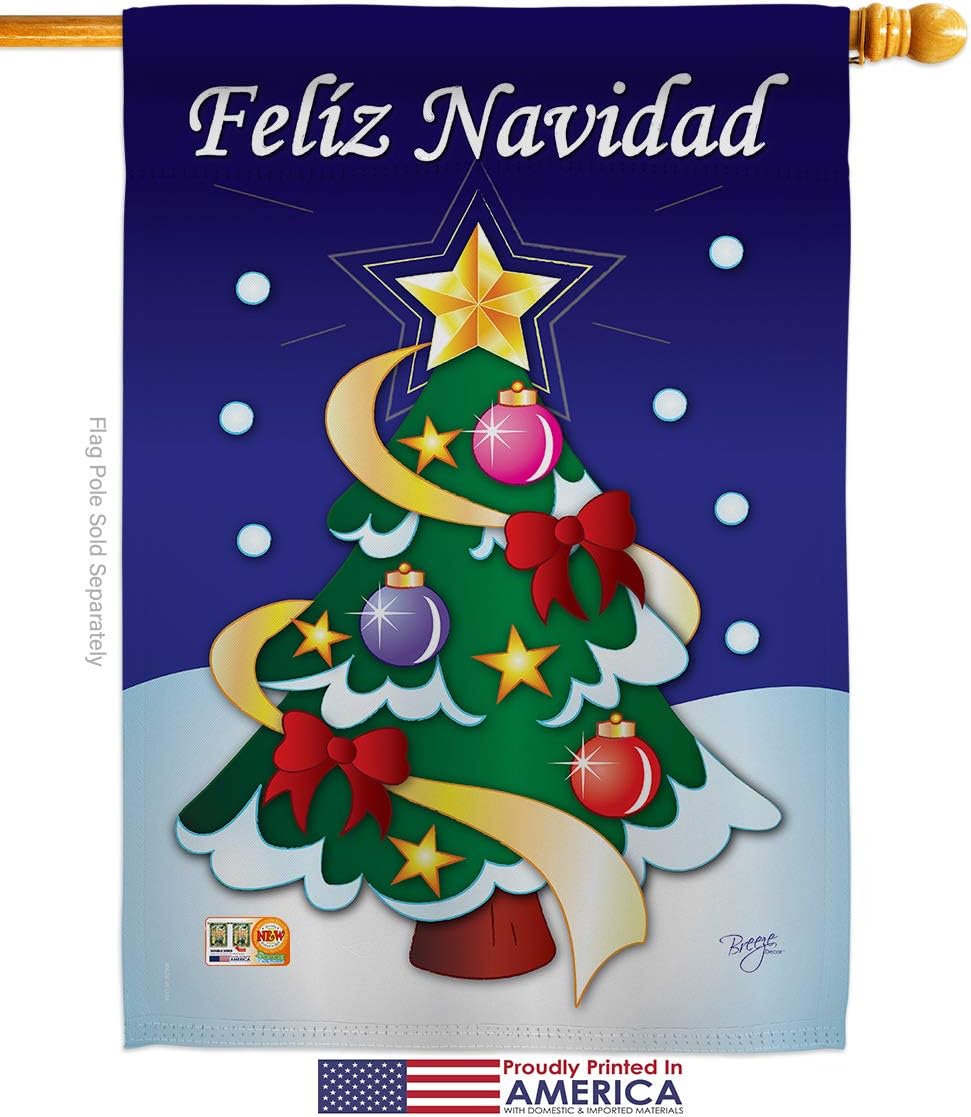 Christmas Felíz Navidad Garden House Flags Set Winter Santa Marry Xmas Present Reindeer Season Wintertime Snow Small Decorative Gift Yard Banner Made In USA 28 X 40