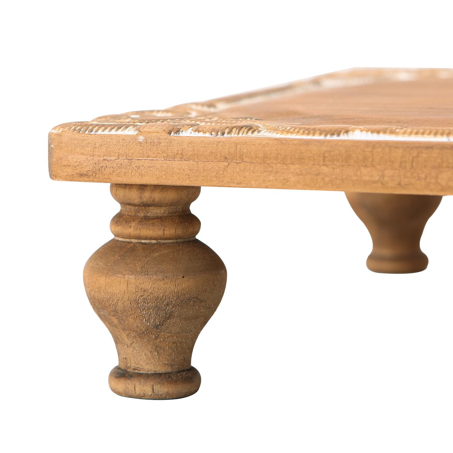 NIKKY HOME Bandeja decorativa de madera de granja, soporte de exhibición de madera rústica, decoración de centro de mesa para mesa de bar, encimera de cocina, comedor