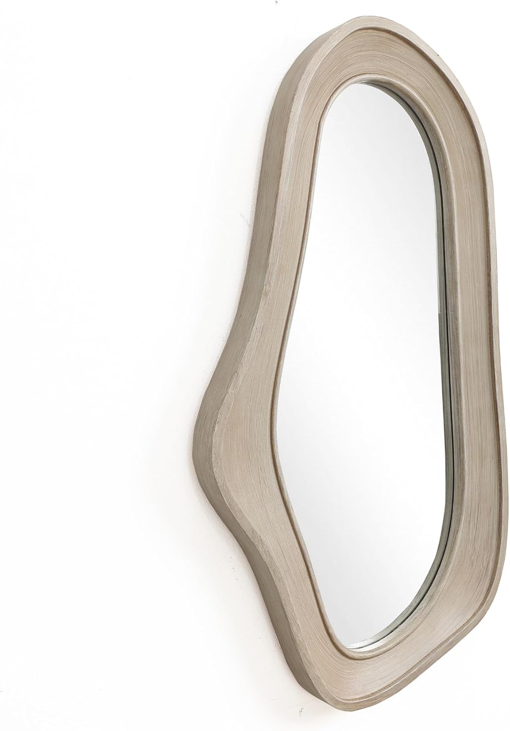 LuxenHome Irregular Asymmetrical Wall Mirror for Living Room Bathroom Entryway, Large Solid Wood Framed Wall Mounted Modern Decorative Vanity Mirror, Hanging Sculptures Accent for Office Home Decor