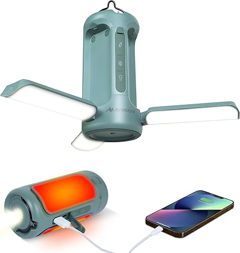 AYAMAYA - Luces de campamento plegables recargables, linterna LED de campamento de 10000 mAh con energía de emergencia integrada, linterna portátil,