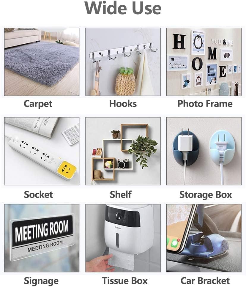 UCRAVO Double Sided Tape Heavy Duty - Multipurpose Removable Traceless Mounting Adhesive Tape for Walls，Washable Reusable Strong Sticky Strips Grip Tape- Heavy Duty (1mm- 3Meter)…