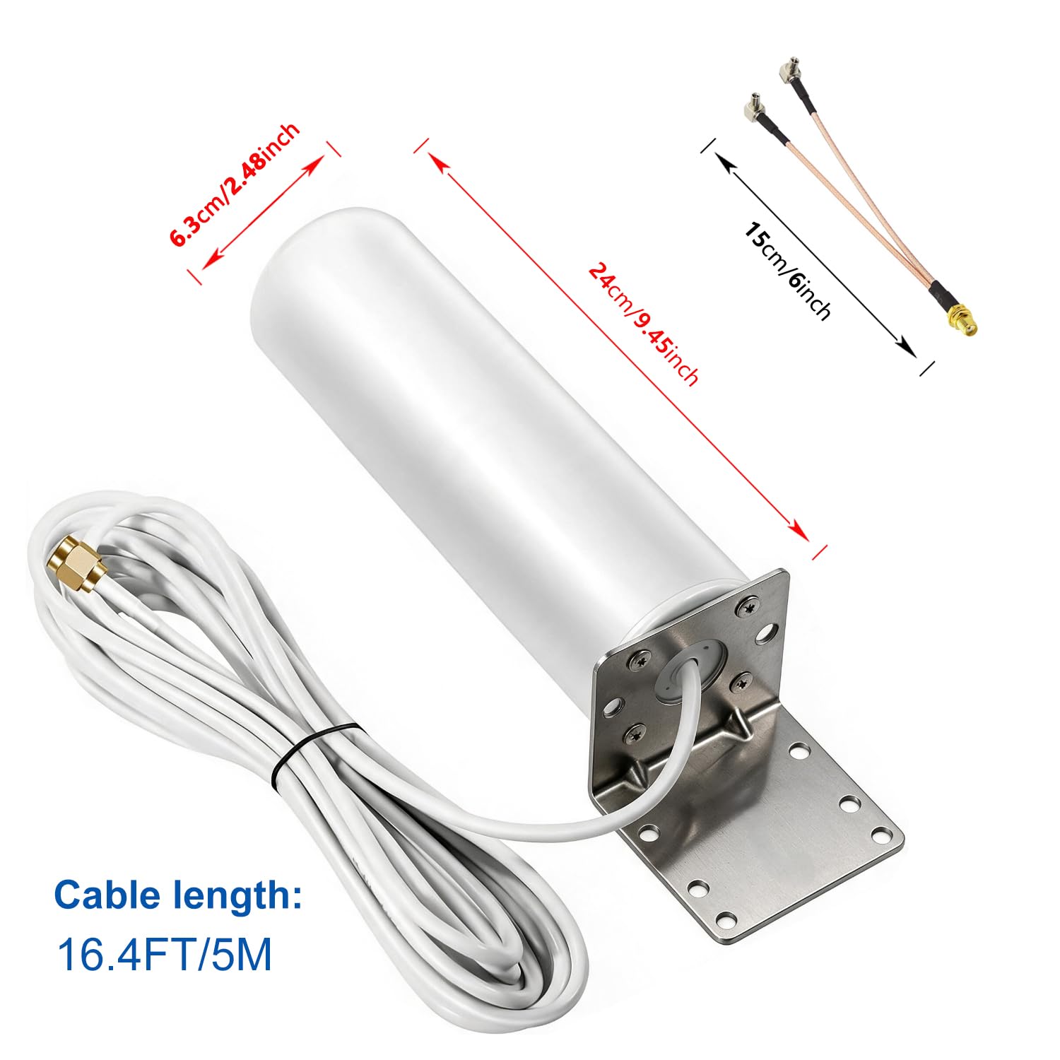 Antenne extérieure à connecteur SMA/TS9 WiFi 5G 4G LTE 10 dBi large bande à gain élevé