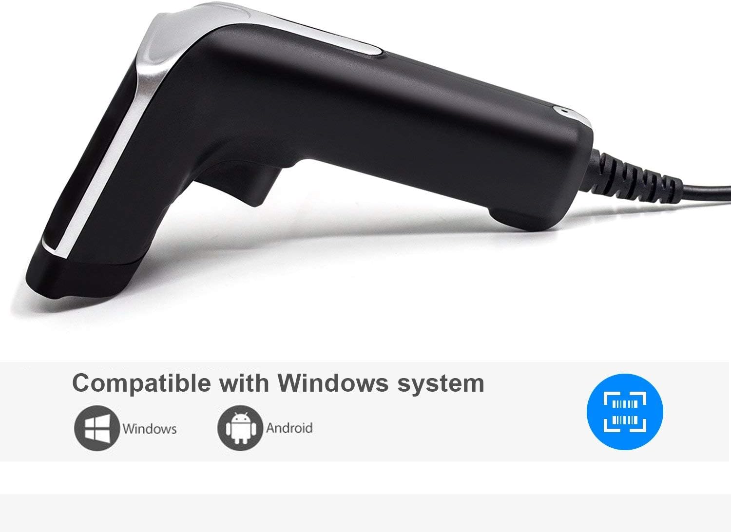 Symcode Barcode Scanner,USB Wired Handheld Laser 1D Bar Code Reader Scanner Black