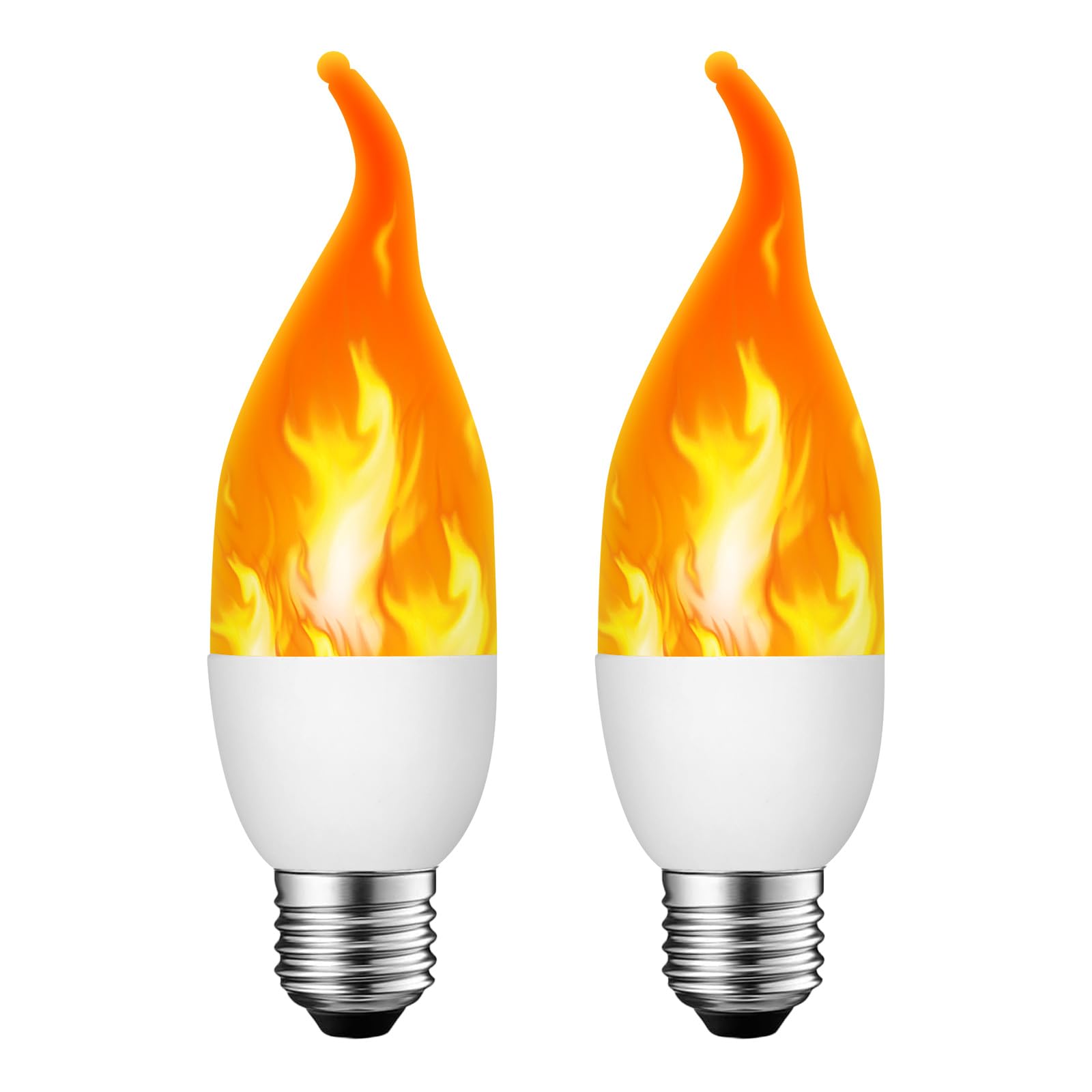 CECOMBINE 2Pcs LED Flame Light Bulb, E27 Flame Effect Lamp, Flickering Light Bulb, 3 Lighting Modes, Indoor and Outdoor Decorative Flickering Flames Bulbs for Halloween Christmas Home Garden Bar