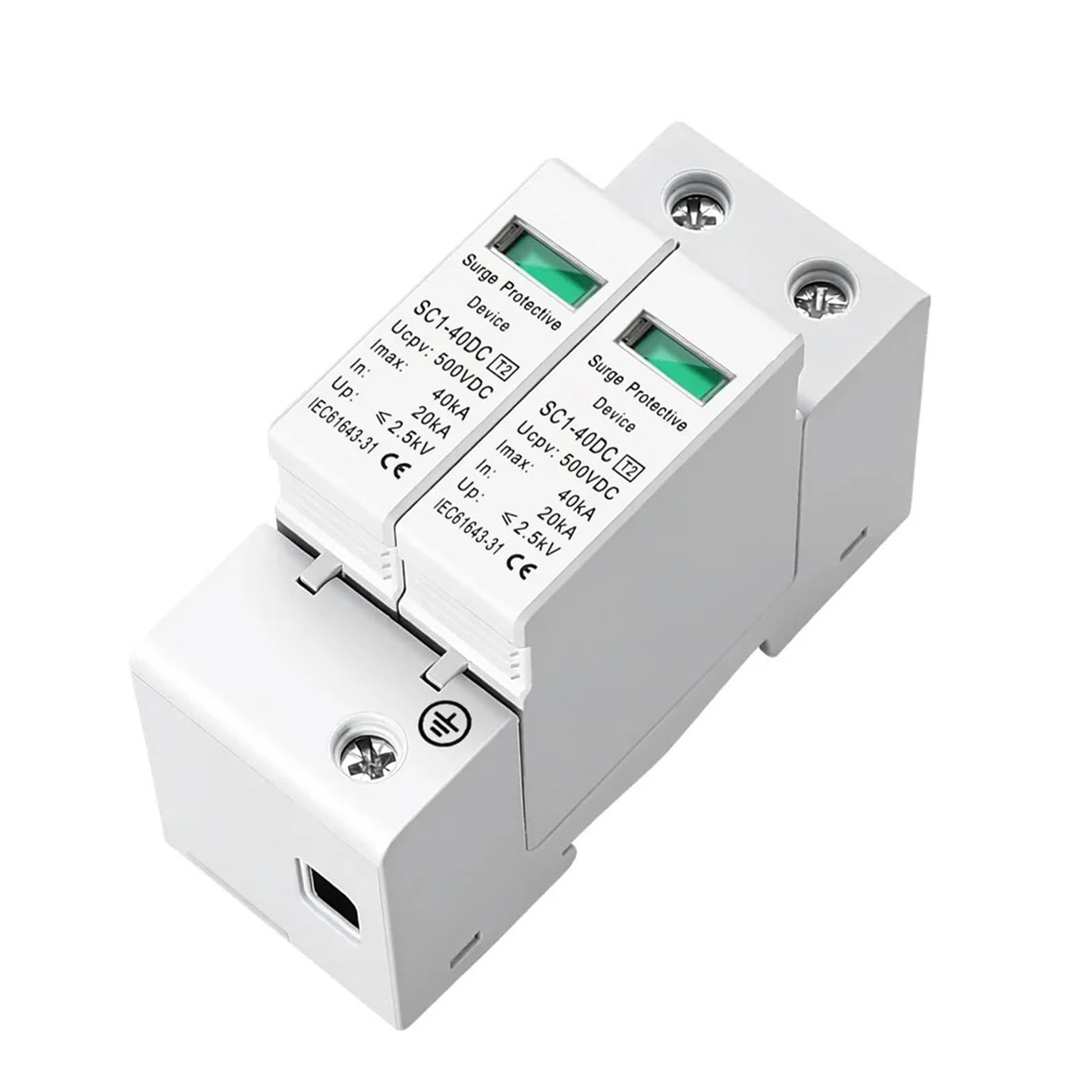 2P DC Surge Protector SPD Protection Device 500V 600V 1000V Voltage Photovoltaic Lightning Arrester(500V)
