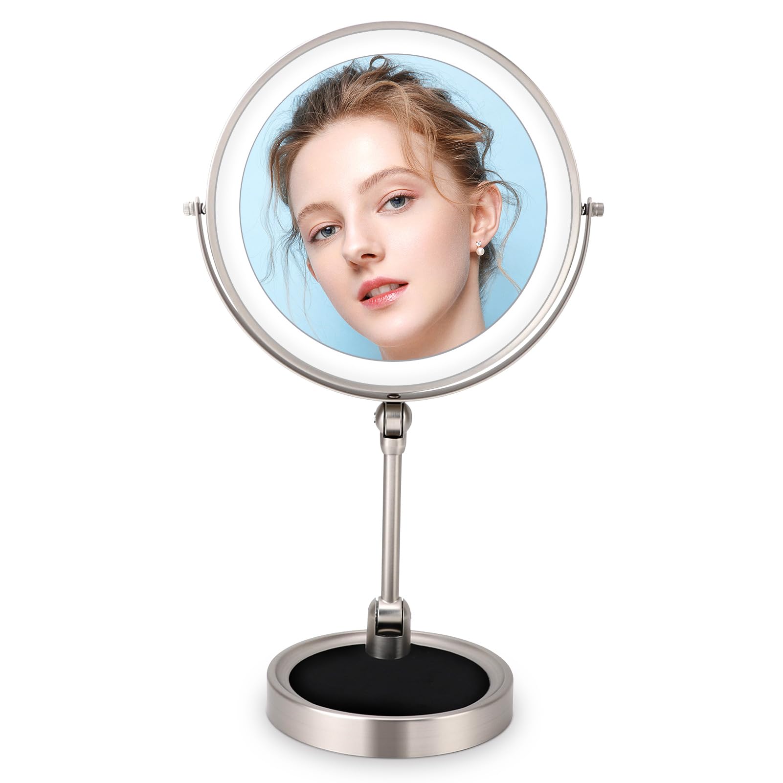 Lusterko Podświetlane LED, Lusterko do Makijażu 245 X 405 Mm, Lusterko Kosmetyczne Obracane o 360 Stopni z regulowaną jasnością, Lusterko Kosmetyczne z możliwością ładowania za