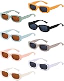 8 Pairs Kids Retro Rectangle Sunglasses Polarized Sunglasses Children Girls Boys Y2K Trendy Eyewear Square Frame Glasses for Summer Beach Age 3-10 Toddlers
