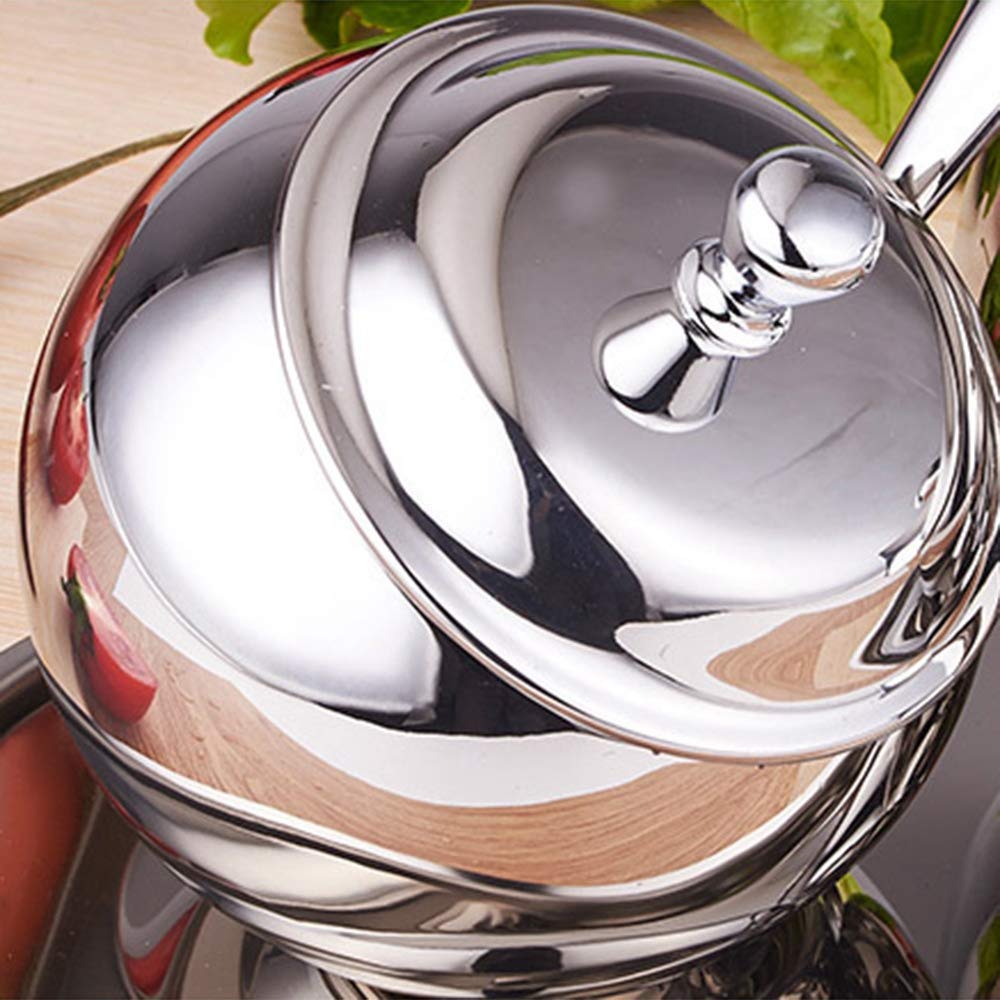 XINGYU Ensemble de sucrier de Cuisine avec Couvercle cuillère et Plateau pour thé et café Récipient de Stockage en Acier Inoxydable Pot à Condiments Pot à Bonbons Vintage