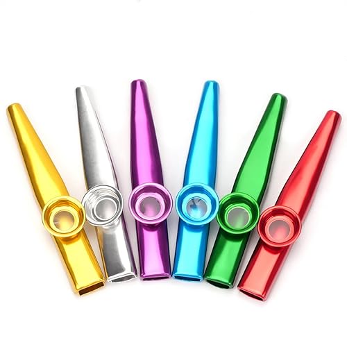 SUEIANNMN 6 Colors Kazoo Musical Instruments Aluminum Alloy Kazoo Sets with 6 Membrane Harmonica Musical Accompaniment for Guitar, Ukulele, Violin, Piano Keyboard