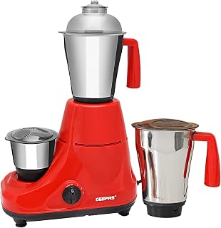 Geepas 750W 3-in-1 Mixer Grinder – Dry & Wet Indian Mixer Grinder Multifunctional Grinder with Stainless Steel Jars & Blades – 3 Speed – Perfect for Dry & Wet Fine Grinding Mixing – 2 Year Warranty