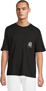 Armani Exchange Icon Pocket Logo Tee for Men - Pure Cotton Construction - Regular Fit - Pull-on StyleBlack XL One Size
