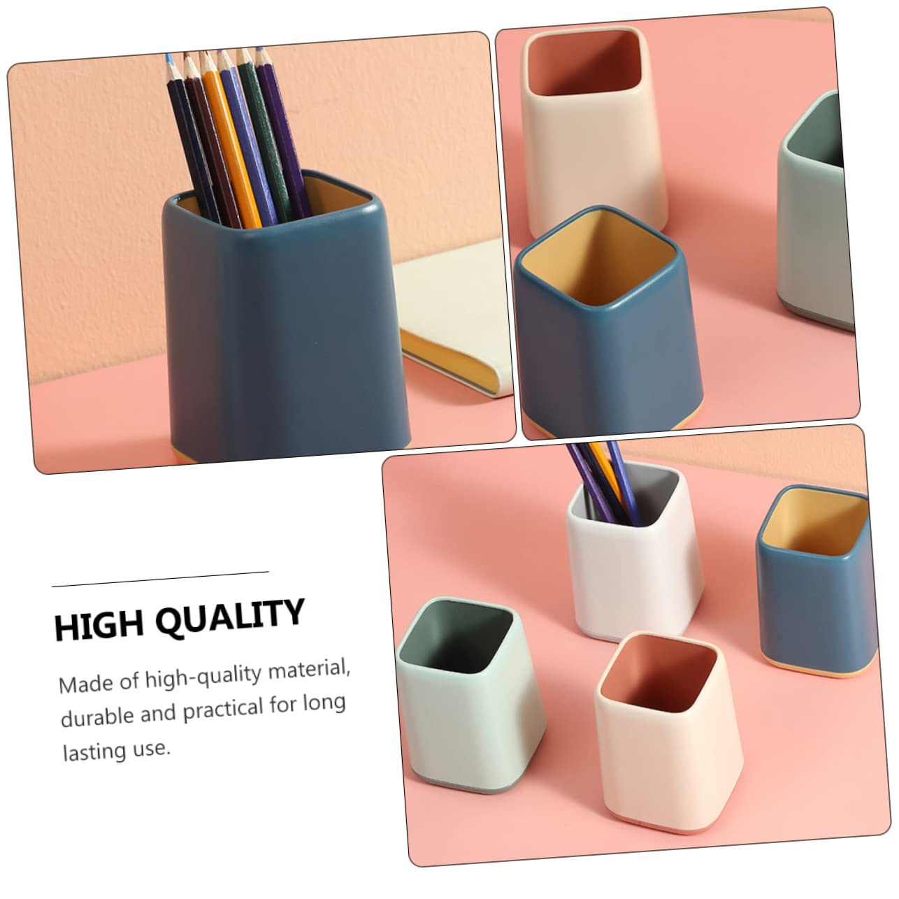 Portapenne Decorativo Multifunzione in Plastica, Contenitore per Penna e Cosmetici per Scrivania, Scatola di Stoccaggio Semplice ed Elegante