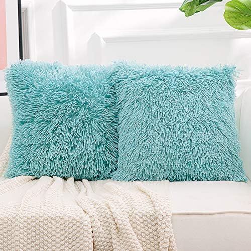 Image of Faux Fur Throw Pillow Covers for Couch Decorative Pillows 24x24 Inch