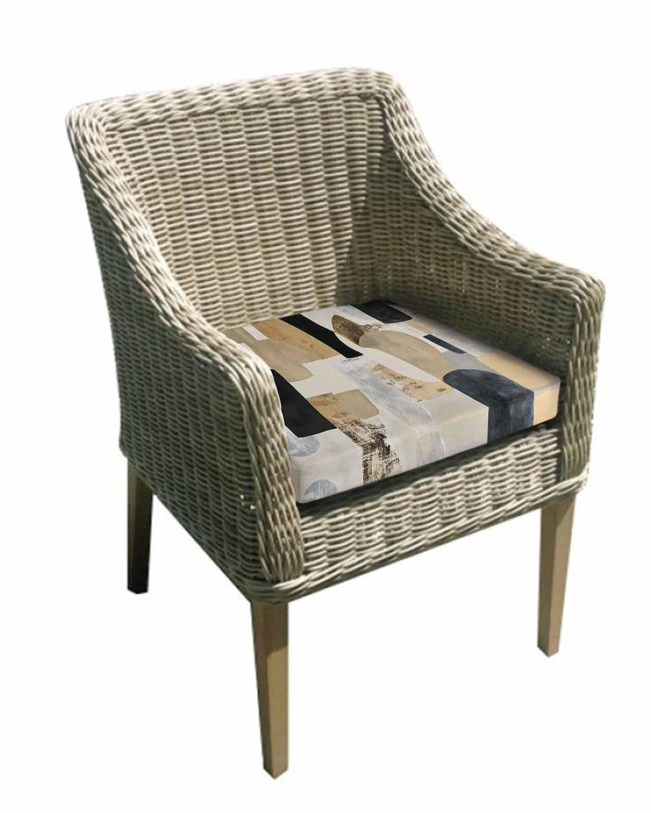 2 Pack Black Brown Geometric Waterproof Cushion Covers with Ties, Outdoor Patio Chaise Lounge Chair Seat Cushion Slip Covers Replacement(Only Cover) Modern Abstract Geometric Art 20