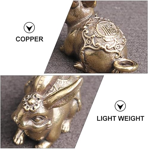 Miniatura 5 de Decoración de conejo, 4 piezas, figura de conejo del zodiaco chino de Feng Shui, estatua de conejo de la suerte de latón dorado, estatua de