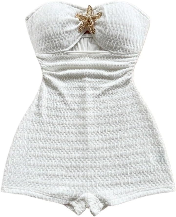 Rompers for Women Summer 2026 Plus Size Beach Knit Jumpsuit