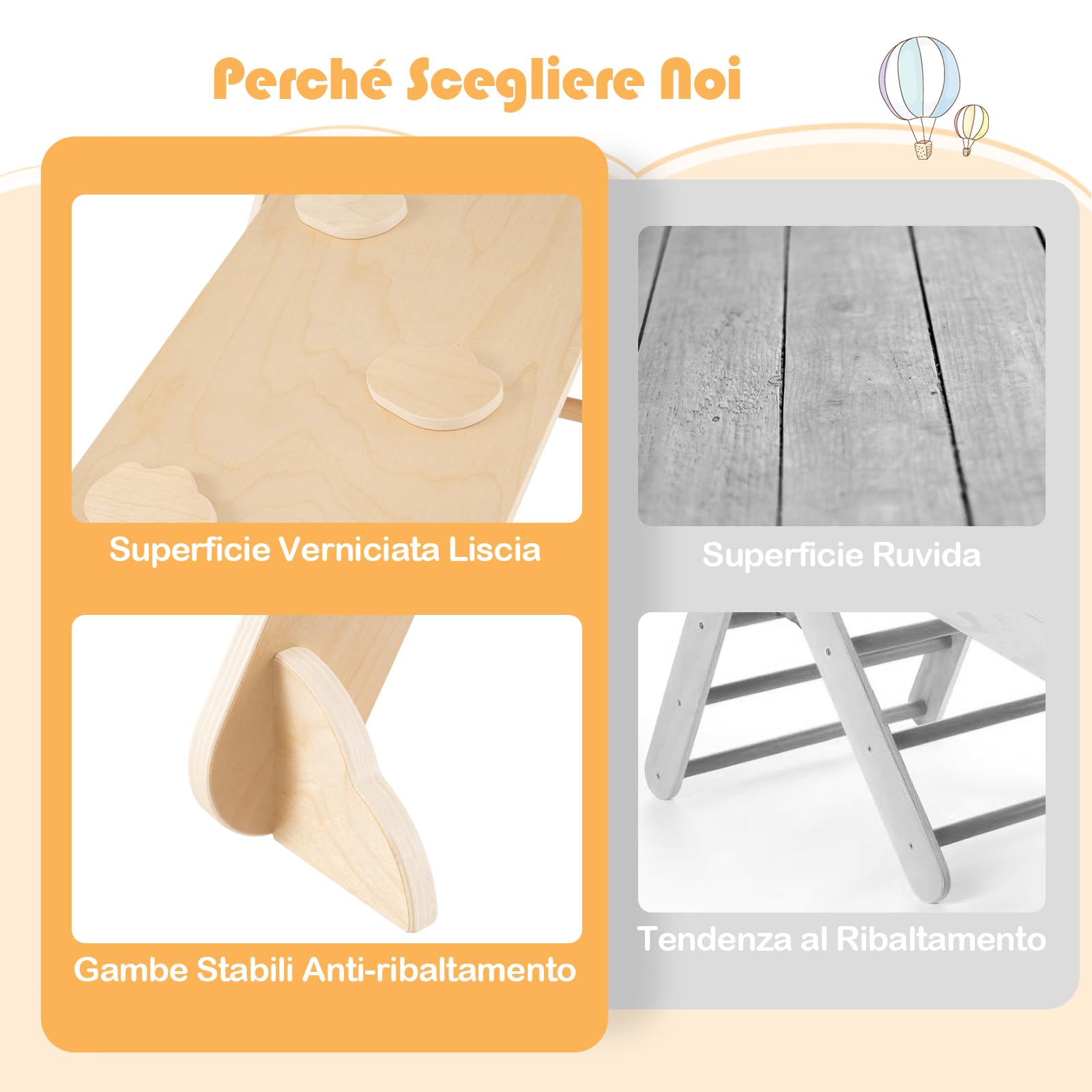 COSTWAY 7 in 1 Set da Arrampicata per Bambini, Giochi Montessori in Legno con Arco, Rampe e Triangolo Pieghevole, Giocattoli da Arrampicata per Bambini 3 Anni+