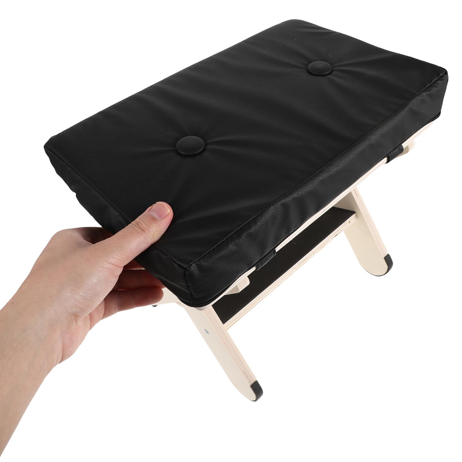 DOITOOL Reposapiés de Madera para Oficina con Patas en X, Negro