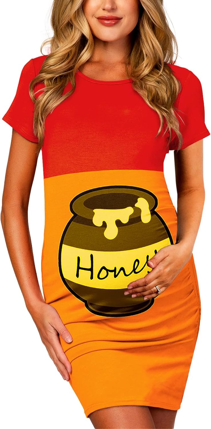 Deerose Womens Halloween Maternity Costume Pregnant Mini Dress Holiday Party Outfit