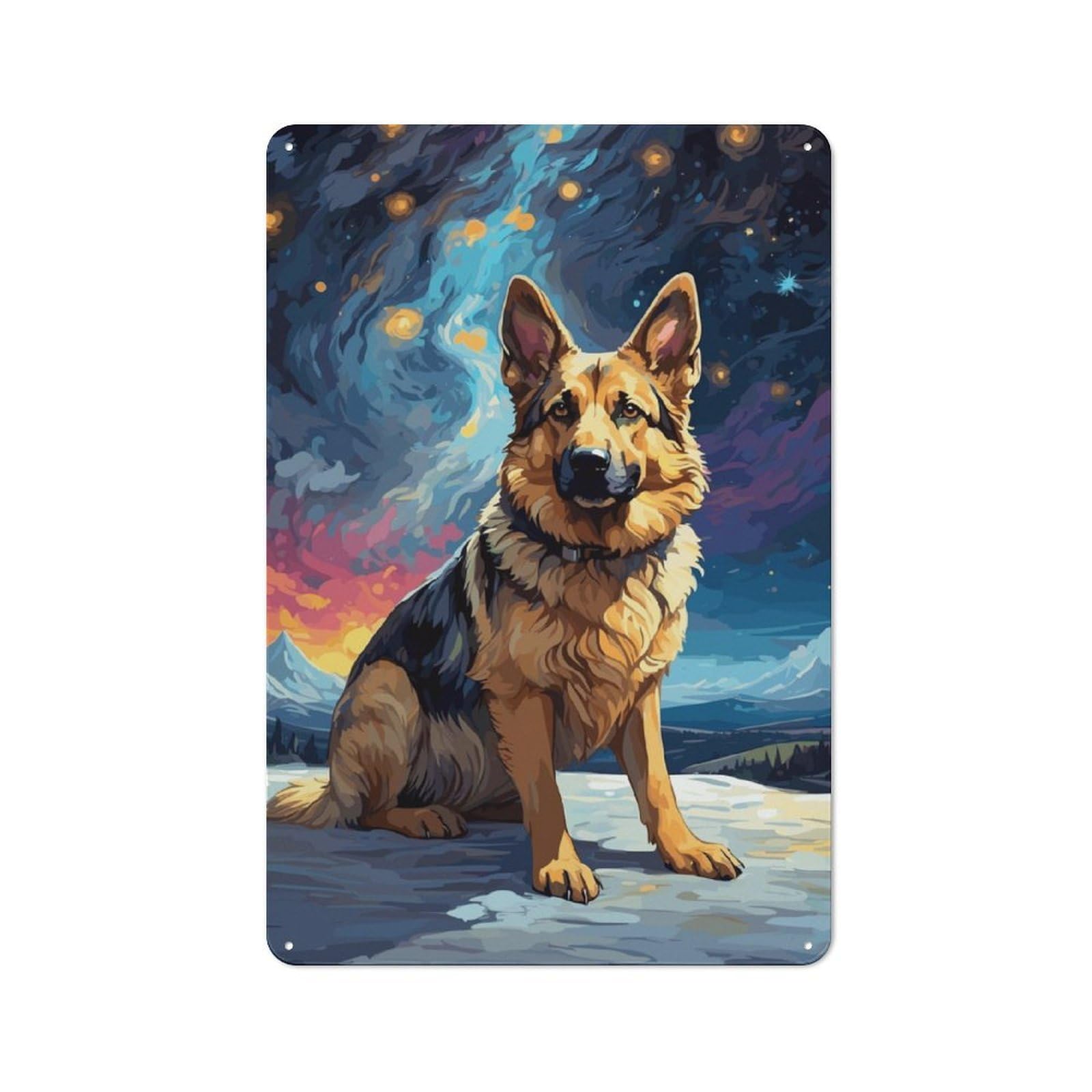 Vintage Metal Sign 30x20cm Featuring German Shepherd Dog, Home Bar Decor for Cafe, Pub, Workshop Or Home Bar