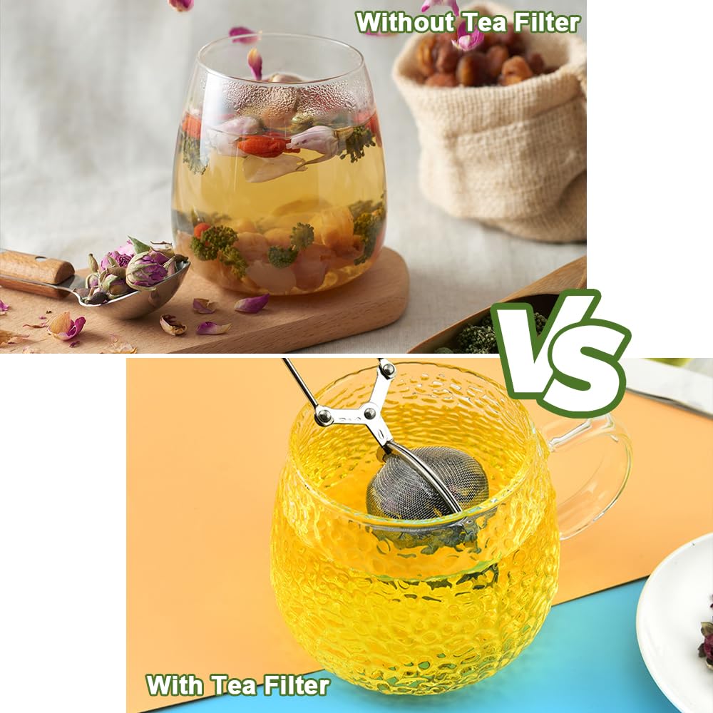 COM-FOUR® 2x Pinces à Thé - Infuseur à Thé En Acier Inoxydable En Forme De Boule Passoires A The Pour Le The En Vrac 02 Pieces O 55 Cm