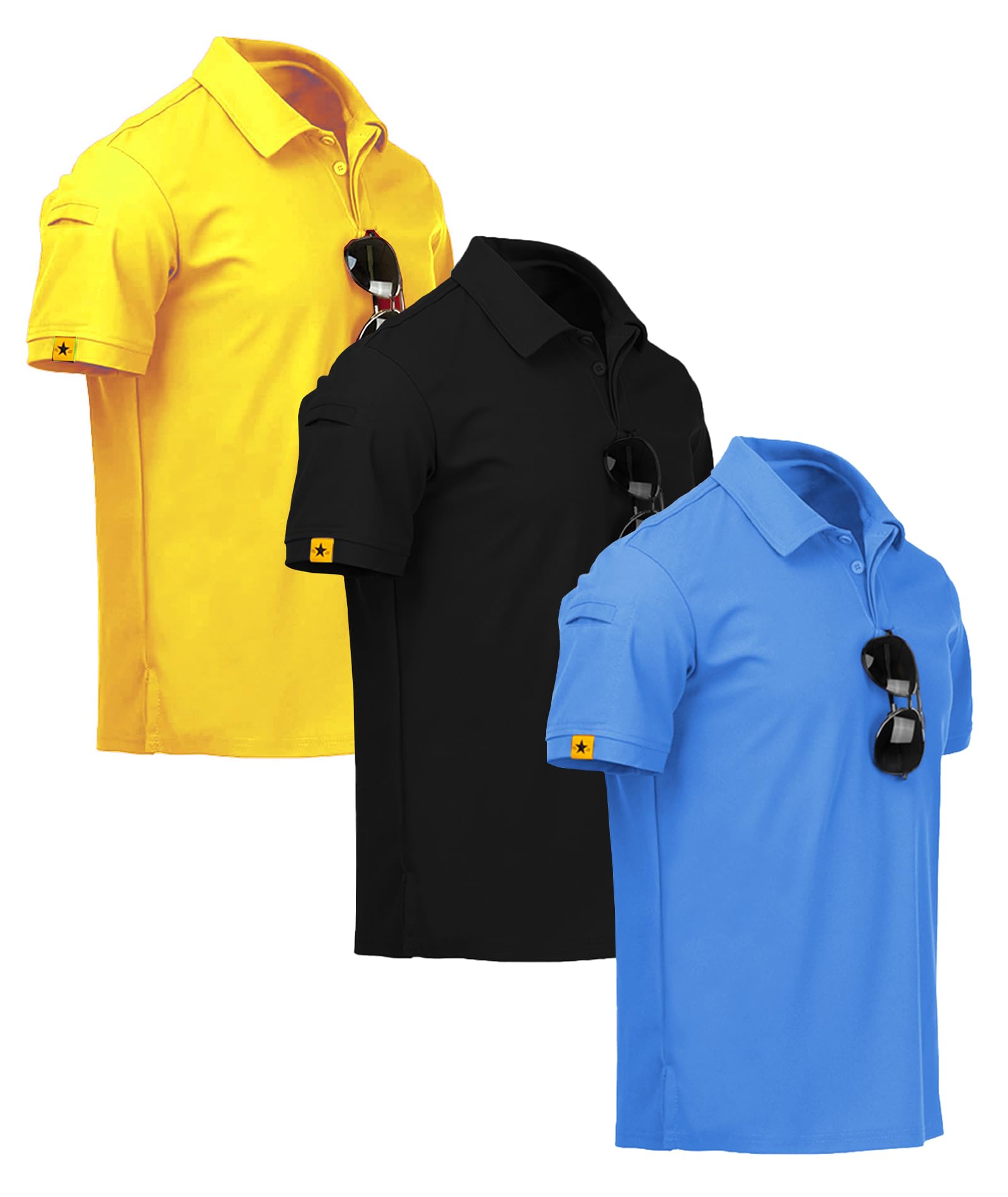 ZITY 3 Pack Mens Polo Shirt Short Sleeve Sports Performance Business Casual Golf Shirts for Men Collared Tactical T-Shirts