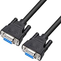 Vista 1 de DTech DB9 RS232 - Cable serie hembra a hembra, cable de módem nulo, línea cruzada TX/RX para comunicación de datos (6 pies, negro)