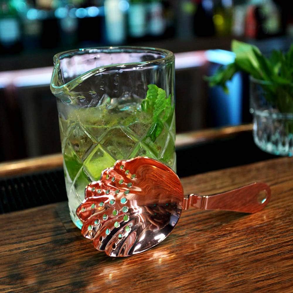 Diamond Pattern Mixing Glass with Olea™ Copper Plated Julep Strainer